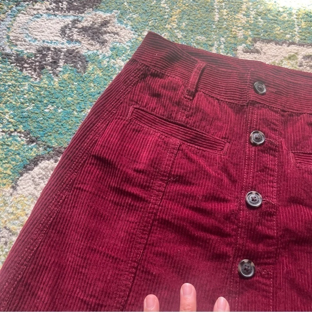 American Eagle burgundy high rise A-line corduroy skirt